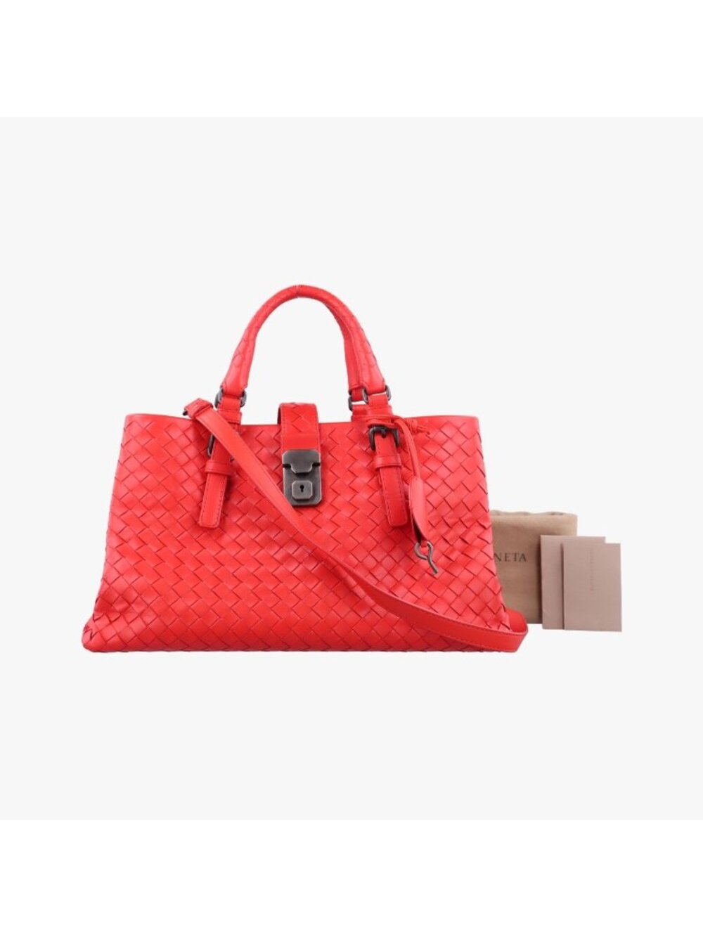 Bottega Veneta Rome Intrecciato Red Lambskin